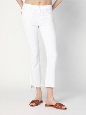 MOTHER The Insider Crop Step Fray jeans in white, Womens sz 29